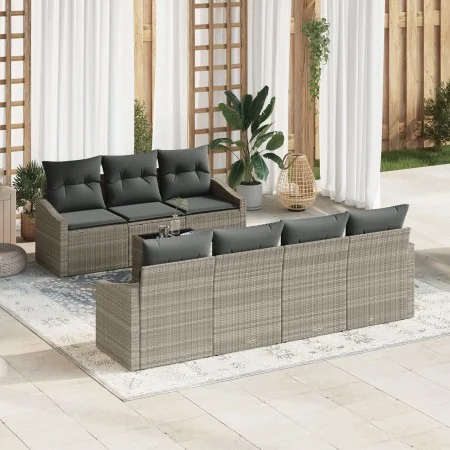 Juego de Sofá de Jardín de 8 Piezas con Cojines de Ratán Polirráton Gris Claro | Foro24.es | Tu tienda online para hogar, jardín y más Foro24.es
