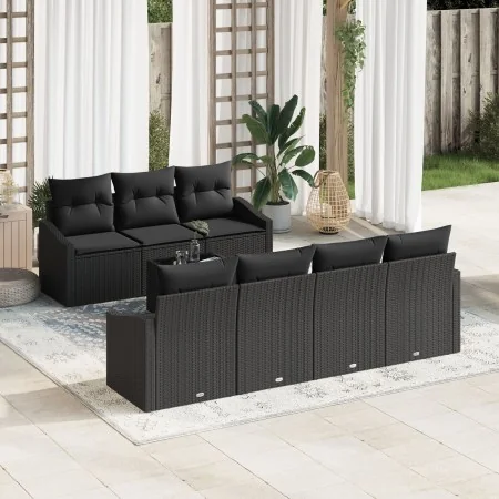 Conjunto de Sofás de Jardín de 8 Piezas con Cojines Negro Ratán Sintético | Foro24.es | Tu tienda online para hogar, jardín y más Foro24.es