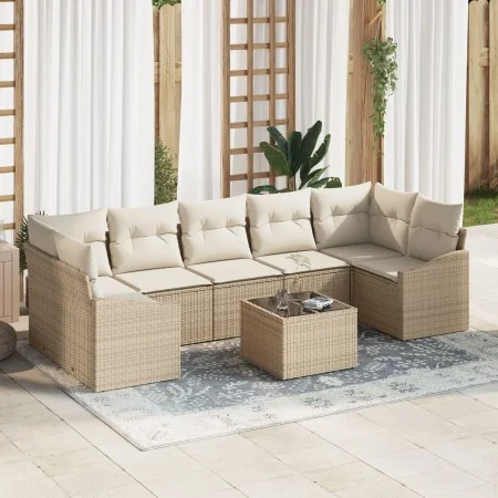 Juego de Sofás de Jardín de 8 Piezas con Cojines Beige Poliratán | Foro24.es | Tu tienda online para hogar, jardín y más Foro24.es
