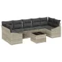 Conjunto de Sofá de Jardín de 8 Piezas con Cojines Gris Claro Ratán Sintético | Foro24.es | Tu tienda online para hogar, jardín y más Foro24.es