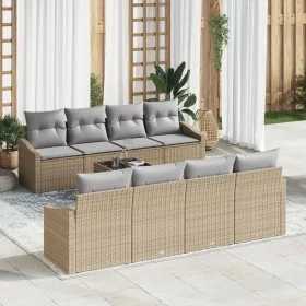 Set de Sofá de Jardín de 9 Piezas con Cojines Beige Ratan Sintético by , Outdoor sofas - Ref: Foro24-3346650, Price: 600,96 €...