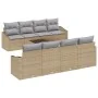 Set de Sofá de Jardín de 9 Piezas con Cojines Beige Ratan Sintético by , Outdoor sofas - Ref: Foro24-3346650, Price: 600,96 €...