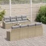 Set de Sofá de Jardín de 9 Piezas con Cojines Beige Ratan Sintético by , Outdoor sofas - Ref: Foro24-3346650, Price: 600,96 €...