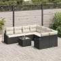 Set de Sofá de Jardín de 9 Piezas con Cojines de Ratán Poliéster Negro | Foro24.es | Tu tienda online para hogar, jardín y más Foro24.es