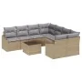 Juego de Sofá de Jardín de 9 Piezas con Cojines Beige Ratán Sintético by , Outdoor sofas - Ref: Foro24-3346660, Price: 565,60...