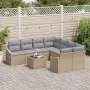 Juego de Sofá de Jardín de 9 Piezas con Cojines Beige Ratán Sintético by , Outdoor sofas - Ref: Foro24-3346660, Price: 565,60...
