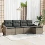 Conjunto de sofá de jardín de 5 piezas con cojines gris poliratán | Foro24.es | Tu tienda online para hogar, jardín y más Foro24.es
