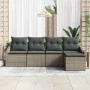 Conjunto de sofá de jardín de 5 piezas con cojines gris poliratán | Foro24.es | Tu tienda online para hogar, jardín y más Foro24.es