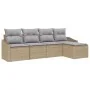 Juego de Sofá de Jardín de 5 Piezas con Cojines Beige de Ratán Sintético by , Outdoor sofas - Ref: Foro24-3346680, Price: 305...