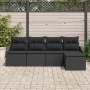 Set de Sofá de Jardín 5 Piezas Negro Ratán, cojines de poliéster von , Outdoor-Sofas - Ref: Foro24-3346683, Preis: 301,92 €, ...