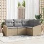 Conjunto de Sofás de Jardín de 4 Piezas con Cojines Beige de Ratán Poli by , Outdoor sofas - Ref: Foro24-3346700, Price: 289,...