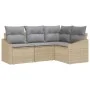 Conjunto de Sofás de Jardín de 4 Piezas con Cojines Beige de Ratán Poli by , Outdoor sofas - Ref: Foro24-3346700, Price: 289,...