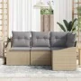 Conjunto de Sofás de Jardín de 4 Piezas con Cojines Beige de Ratán Poli by , Outdoor sofas - Ref: Foro24-3346700, Price: 289,...