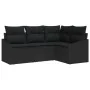 Juego de Sofá de Jardín Conjunto de 4 Negro Ratán, Poliéster, Acero by , Outdoor sofas - Ref: Foro24-3346703, Price: 297,50 €...
