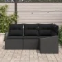 Juego de Sofá de Jardín Conjunto de 4 Negro Ratán, Poliéster, Acero by , Outdoor sofas - Ref: Foro24-3346703, Price: 297,50 €...