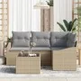 Conjunto de Sofá de Jardín de 5 Piezas con Cojines Negros de Ratán Poliester by , Outdoor sofas - Ref: Foro24-3346710, Price:...