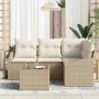 Conjunto de Sofá de Jardín de 5 Piezas con Cojines de Ratán Beige | Foro24.es | Tu tienda online para hogar, jardín y más Foro24.es