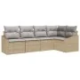 Juego de Sofá de Jardín de 5 Piezas con Cojines Beige Ratán Sintético von , Outdoor-Sofas - Ref: Foro24-3346720, Preis: 338,7...