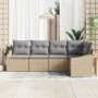 Juego de Sofá de Jardín de 5 Piezas con Cojines Beige Ratán Sintético von , Outdoor-Sofas - Ref: Foro24-3346720, Preis: 338,7...