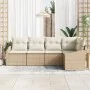 Conjunto de Sofá de Jardín de 5 Piezas con Cojines Beige Ratán | Foro24.es | Tu tienda online para hogar, jardín y más Foro24.es