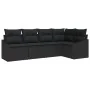 Set de sofá de jardín de 5 piezas con cojines Negro Poliratán by , Outdoor sofas - Ref: Foro24-3346723, Price: 348,43 €, Disc...
