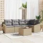 Conjunto de Sofá de Jardín de 6 Piezas con Cojines Negros de Ratán Poliéster von , Outdoor-Sofas - Ref: Foro24-3346730, Preis...