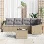 Conjunto de Sofá de Jardín de 6 Piezas con Cojines Negros de Ratán Poliéster von , Outdoor-Sofas - Ref: Foro24-3346730, Preis...