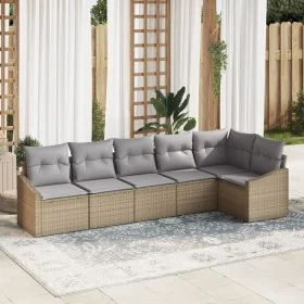 Juego de Sofá de Jardín de 6 Piezas con Cojines Beige de Ratán Sintético von , Outdoor-Sofas - Ref: Foro24-3346740, Preis: 39...