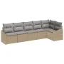 Juego de Sofá de Jardín de 6 Piezas con Cojines Beige de Ratán Sintético by , Outdoor sofas - Ref: Foro24-3346740, Price: 398...
