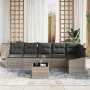 Conjunto de Sofás de Jardín de 7 Piezas con Cojines Gris Poliratán | Foro24.es | Tu tienda online para hogar, jardín y más Foro24.es