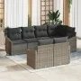 Conjunto de Sofá de Jardín de 7 piezas con Cojines Gris Poliratán | Foro24.es | Tu tienda online para hogar, jardín y más Foro24.es
