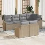 Juego de Sofás de Jardín de 7 piezas con Cojines Beige Ratán Poliéster by , Outdoor sofas - Ref: Foro24-3346760, Price: 498,7...