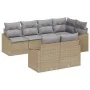 Juego de Sofás de Jardín de 7 piezas con Cojines Beige Ratán Poliéster by , Outdoor sofas - Ref: Foro24-3346760, Price: 498,7...