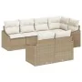 Conjunto de Sofá de Jardín de 7 Piezas con Cojines Beige Poliratán | Foro24.es | Tu tienda online para hogar, jardín y más Foro24.es
