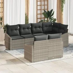 Conjunto de sofá de jardín de 7 piezas con