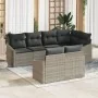 Conjunto de sofá de jardín de 7 piezas con cojines ratán poli gris claro | Foro24.es | Tu tienda online para hogar, jardín y más Foro24.es