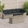 Conjunto de sofá de jardín de 7 piezas con cojines ratán poli gris claro | Foro24.es | Tu tienda online para hogar, jardín y más Foro24.es