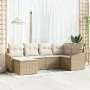 Juego de Sofá de Jardín de 6 Piezas con Cojines Beige Ratán Poliéster de , Sofás de exterior - Ref: Foro24-3346791, Precio: 4...