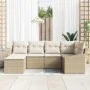 Juego de Sofá de Jardín de 6 Piezas con Cojines Beige Ratán Poliéster de , Sofás de exterior - Ref: Foro24-3346791, Precio: 4...