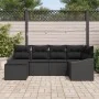 Juego de Sofá de Jardín de 6 Piezas con Cojines Negro Ratán Poliéster von , Outdoor-Sofas - Ref: Foro24-3346793, Preis: 393,3...