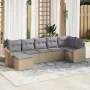 Conjunto de Sofá de Jardín de 7 Piezas con Cojines Beige Poliratán by , Outdoor sofas - Ref: Foro24-3346810, Price: 443,71 €,...