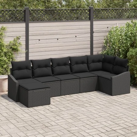 Juego de Sofá de Jardín de 7 Piezas con Cojines Negro Ratán Sintético by , Outdoor sofas - Ref: Foro24-3346813, Price: 458,55...