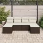 Conjunto de Sofá de Jardín de 6 Piezas con Cojines Marrón Poliratán | Foro24.es | Tu tienda online para hogar, jardín y más Foro24.es