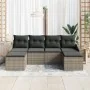 Conjunto de Sofá de Jardín de 6 Piezas con Cojines Gris Poliéster de Ratán | Foro24.es | Tu tienda online para hogar, jardín y más Foro24.es