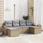 Conjunto de Sofá de Jardín de 6 Piezas con Cojines Beige de Poliratán von , Outdoor-Sofas - Ref: Foro24-3346830, Preis: 348,2...