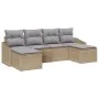 Conjunto de Sofá de Jardín de 6 Piezas con Cojines Beige de Poliratán von , Outdoor-Sofas - Ref: Foro24-3346830, Preis: 348,2...