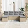 Conjunto de Sofá de Jardín de 6 Piezas con Cojines Beige de Poliratán von , Outdoor-Sofas - Ref: Foro24-3346830, Preis: 348,2...