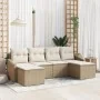 Juego de Sofá de Jardín de 6 piezas con cojines Beige Polirratán | Foro24.es | Tu tienda online para hogar, jardín y más Foro24.es