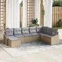 Conjunto de Sofá de Jardín de 8 Piezas con Cojines Beige de Ratán Poliéster by , Outdoor sofas - Ref: Foro24-3346840, Price: ...
