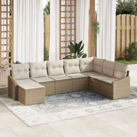 Conjunto de Sofá de Jardín de 8 Piezas con Cojines Beige Poliratán | Foro24.es | Tu tienda online para hogar, jardín y más Foro24.es
